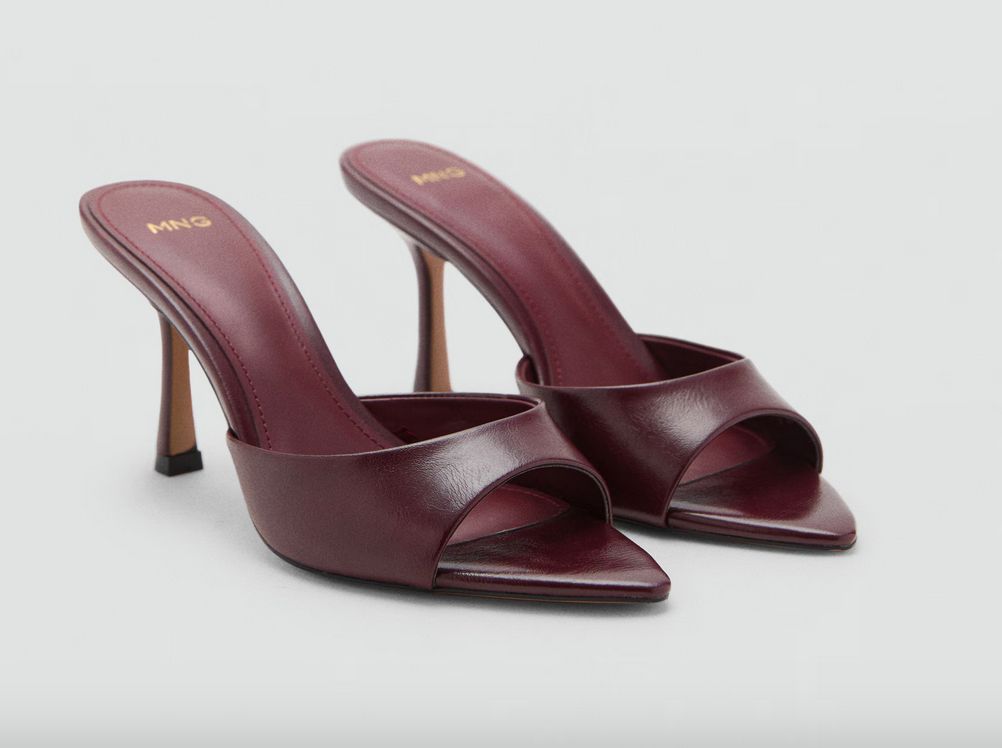 Mango burgundy mules