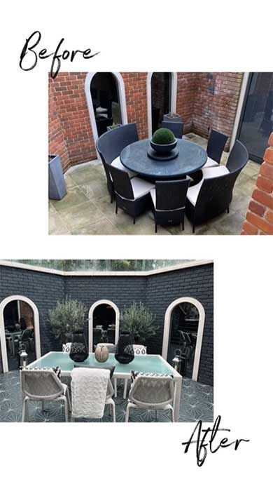 Louise Redknapp garden before after
