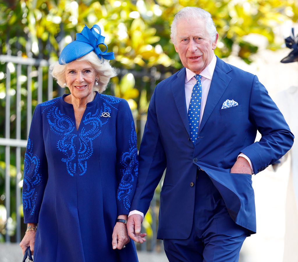 Camilla and King Charles attend the traditional Easter Sunday Mattins Service at St George's Chapel