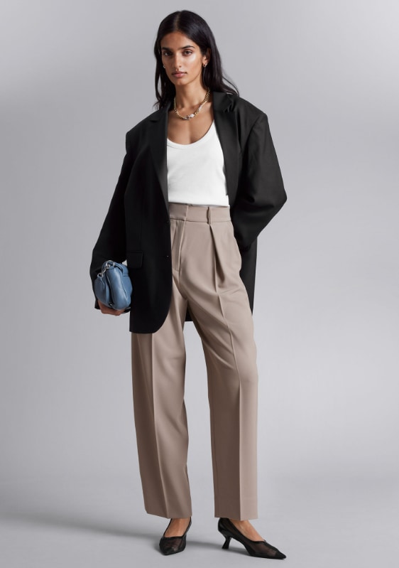 and other stories beige tapered trousers