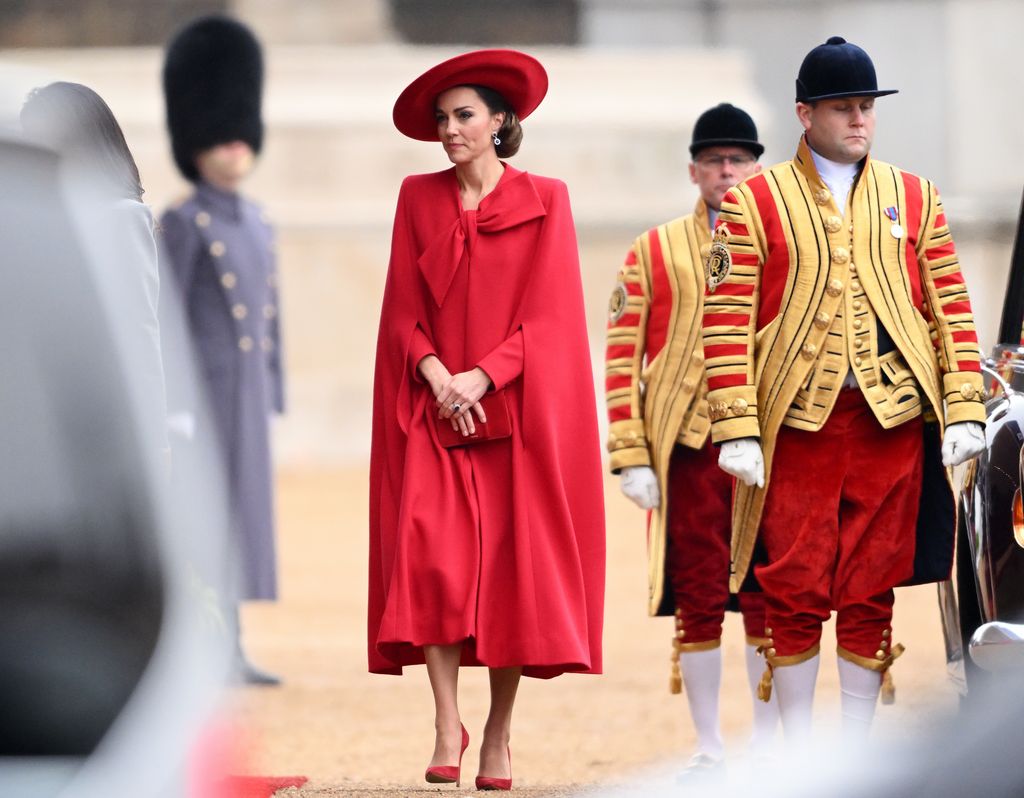 Catherine, Princess of Wales attends a ceremonial welcome for The President and the First Lady of the Republic of Korea at Horse Guards Parade on November 21, 2023