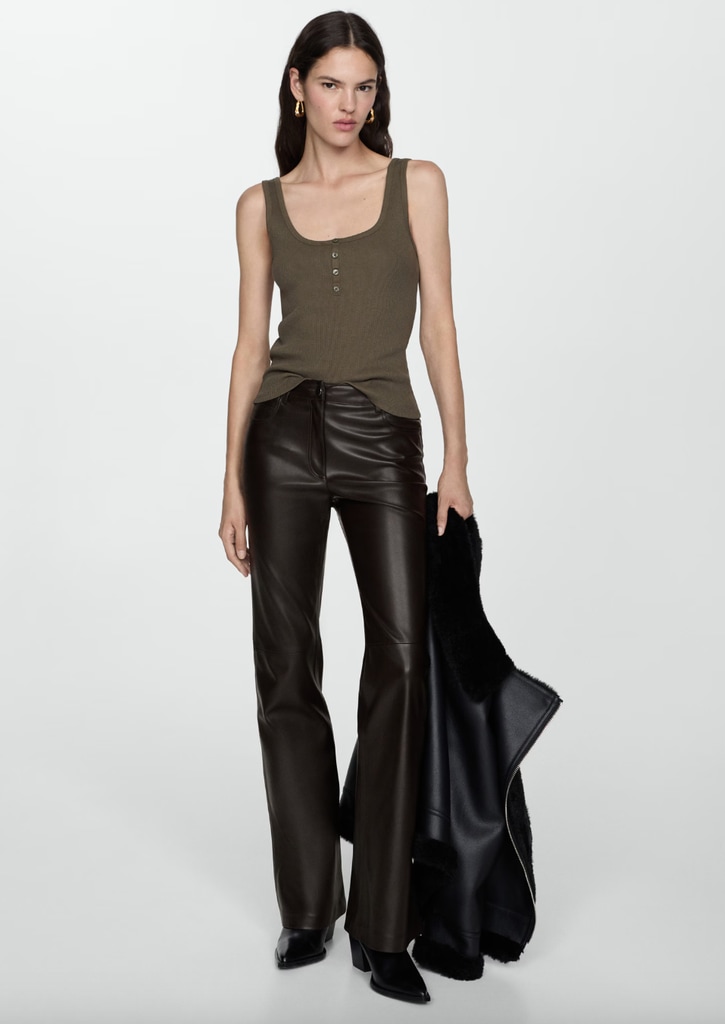 Mango leather effect trousers