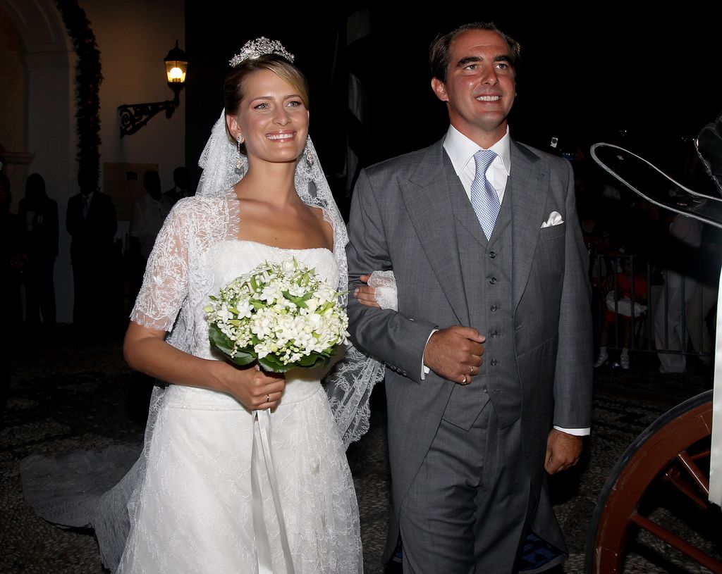 Prince Nikolaos of Greece and Princess Nikolaos of Greece and Denmark (Tatiana Blatnik) kiss after getting married at the Cathedral of Ayios Nikolaos (St. Nicholas) on August 25, 2010 in Spetses, Greece. Representatives from Europeï¿½s royal families will join the many guests who have travelled to the island to attend the wedding of Prince Nikolaos of Greece, the second son of King Constantine of Greece and Queen Anne-Marie of Greece and Tatiana Blatnik an events planner for Diane Von Furstenburg in London.  (Photo by Chris Jackson/Getty Images)