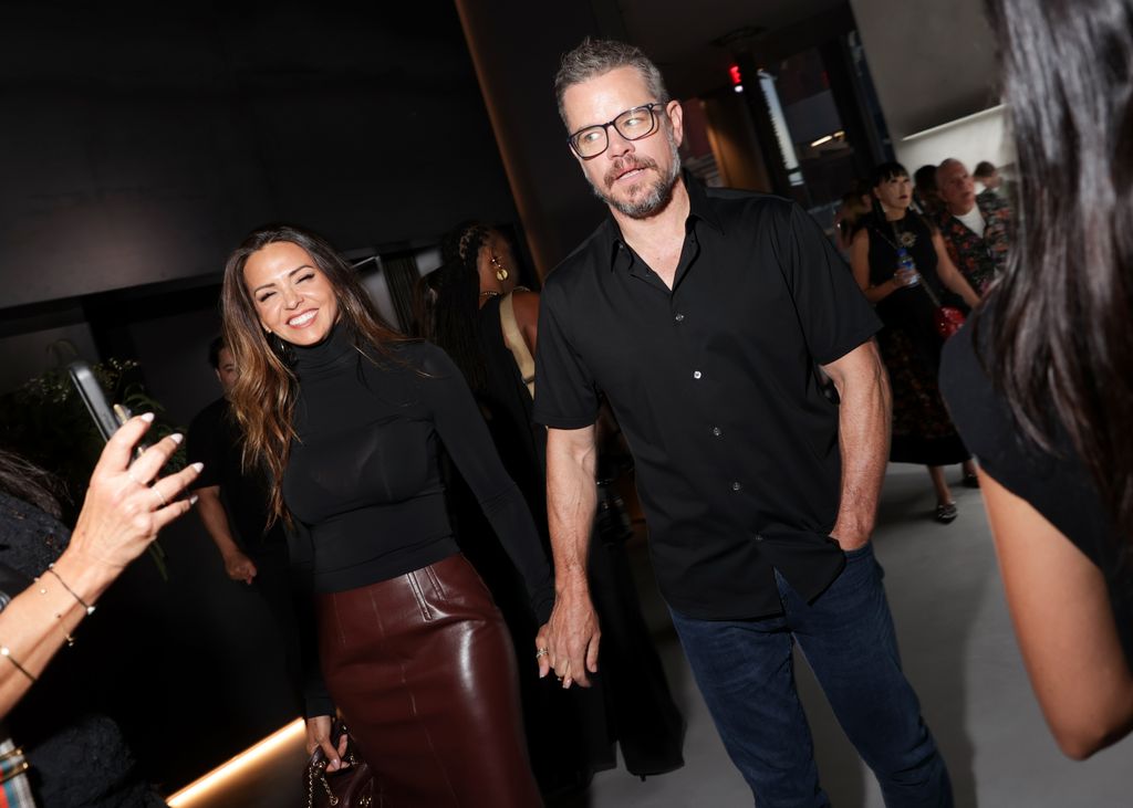 Luciana Barroso and Matt Damon at the LuisaViaRoma Flagship Store Opening Party during New York Ready to Wear Fashion Week on September 4, 2024 in New York, New York.