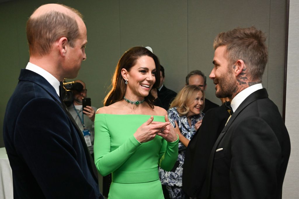 Prince William and Kate talking to David Beckham