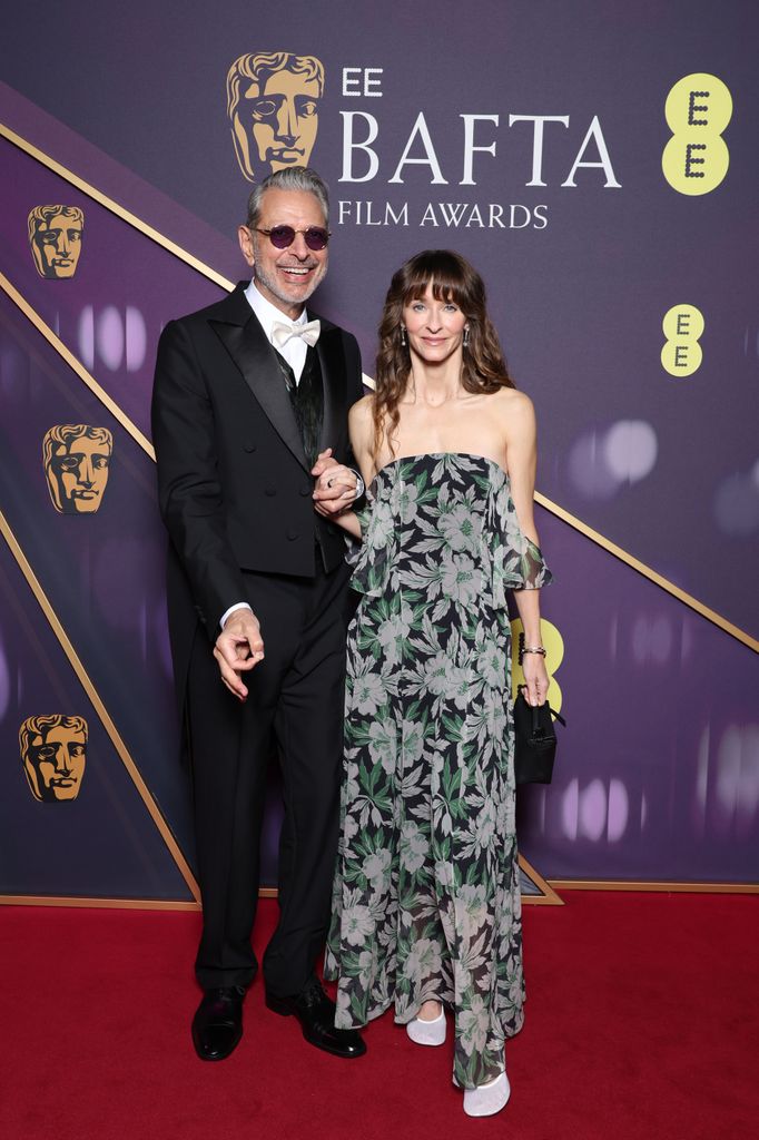 Jeff Goldblum and Emilie Livingston at the 2025 EE BAFTA Film Awards at The Royal Festival Hall on February 16, 2025 in London, England.