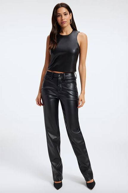 good american faux leather trousers