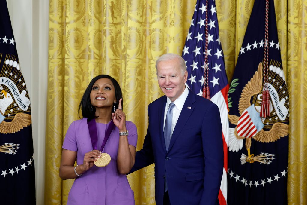 U.S. President Joe Biden awards actress Mindy Kaling a National Medal of Arts