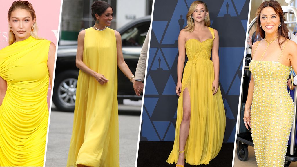 celebrities wearing yellow dresses 