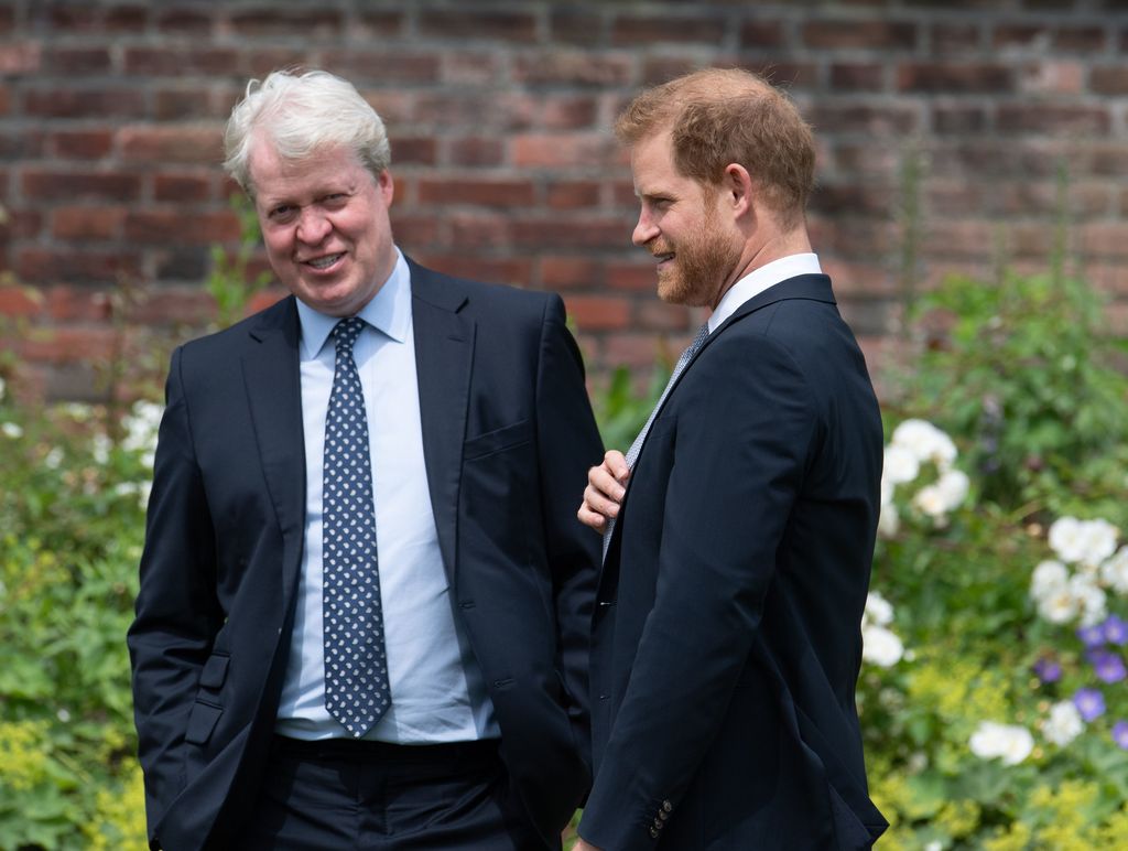 Charles Spencer and Prince Harry in a garden