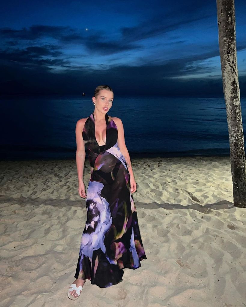 Helen Skelton posing on the beach 