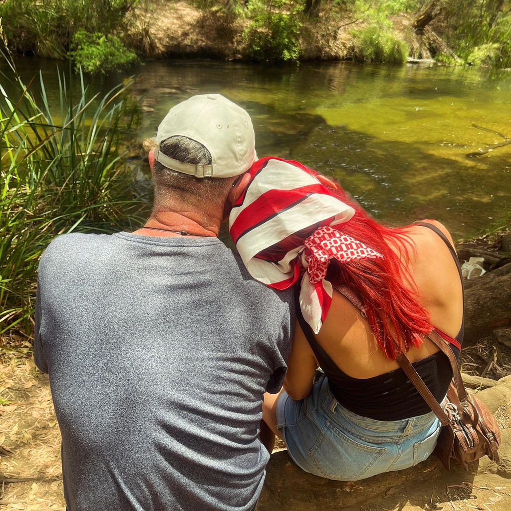 Dianne with her Dad by stream