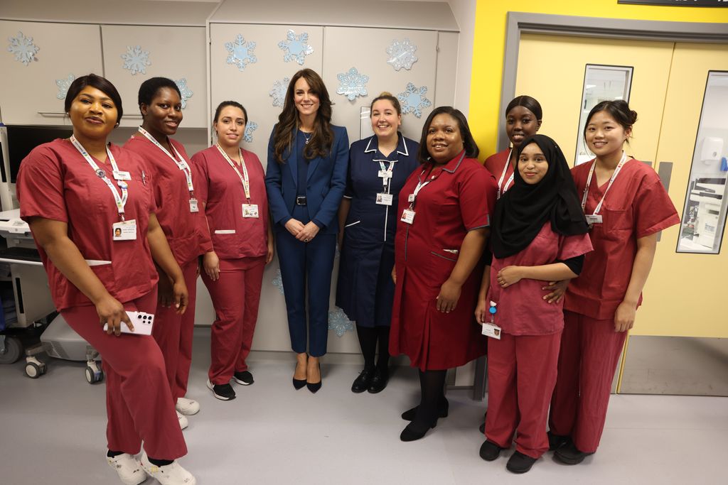 Kate Middleton with staff at Evelina London