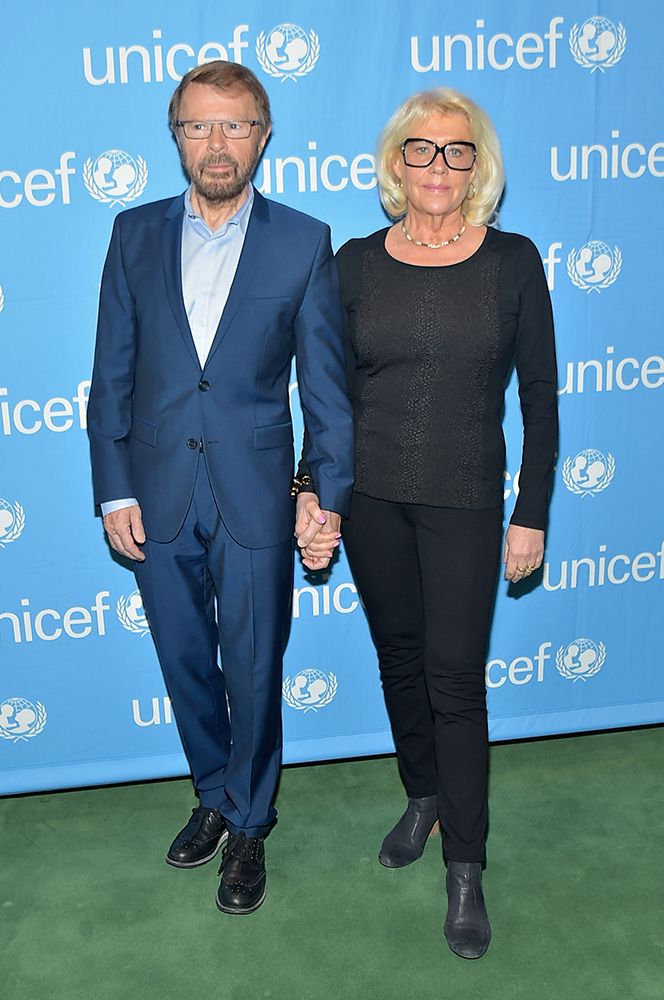 Björn Ulvaeus and Lena Kallersjo attend the UNICEF launch of the #IMAGINE Project in 2014