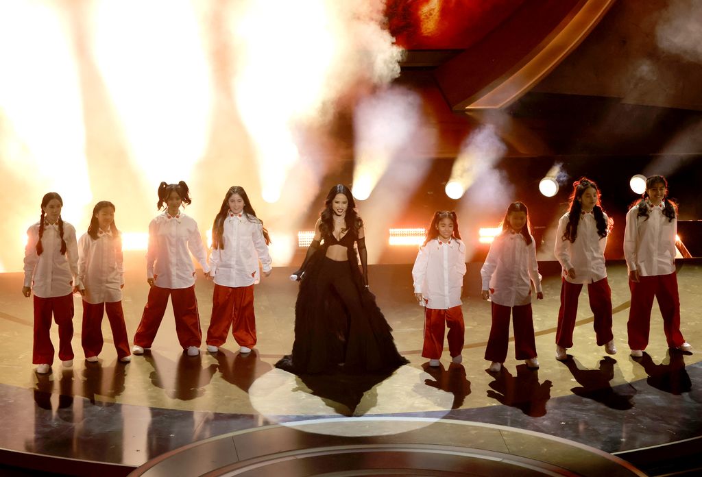 Becky G performs 'The Fire Inside' from "Flamin' Hot" onstage during the 96th Annual Academy Awards at Dolby Theatre on March 10, 2024 in Hollywood, California.