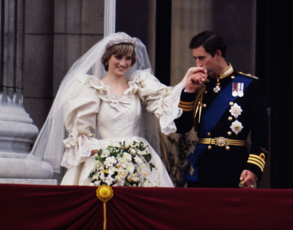 The Prince and Princess of Wales on the balcony of Buckingham Palace on their wedding day, 29th July 1981. 