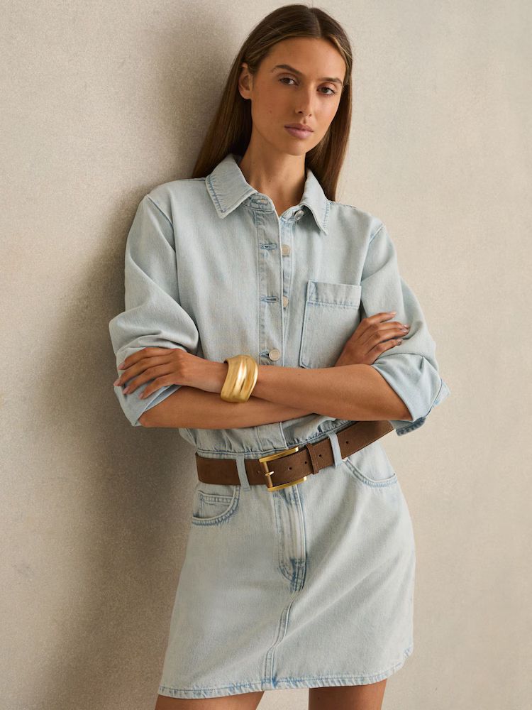 reiss indigo denim playsuit