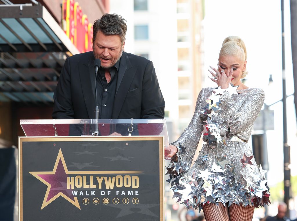 Blake Shelton and Gwen Stefani at the star ceremony where Gwen Stefani is honored with a star on the Hollywood Walk of Fame in Los Angeles, California on October 19, 2023.