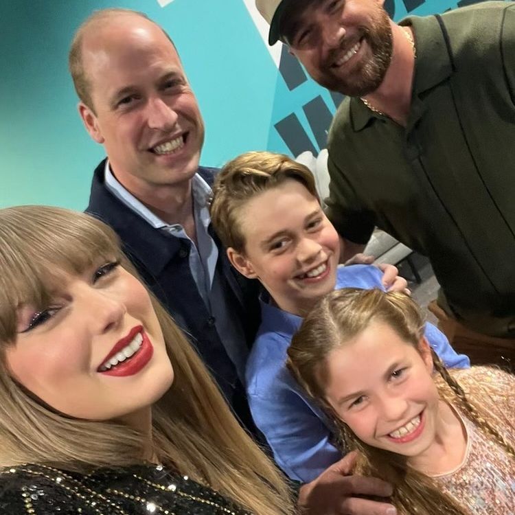 Taylor hilariously reference William's birthday when she shared a photo with the young royals on social media 