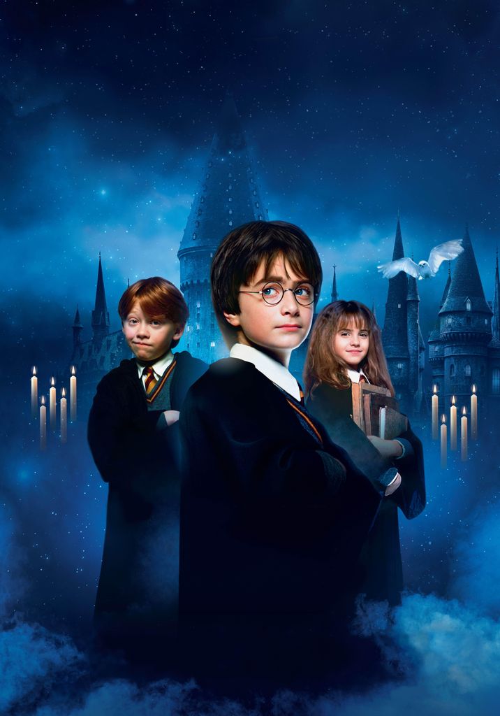 Rupert Grint, Daniel Radcliffe and Emma Watson in a promotional poster for Harry Potter