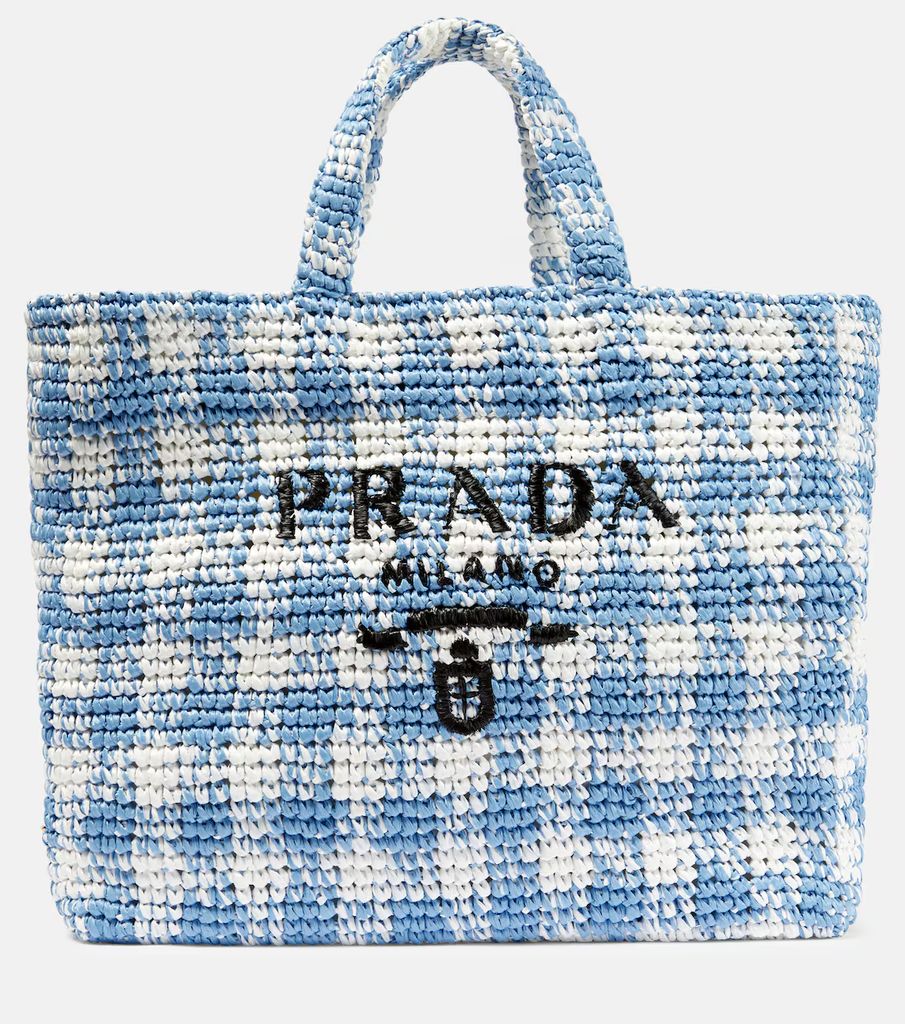 Logo raffia-effect shopper by prada