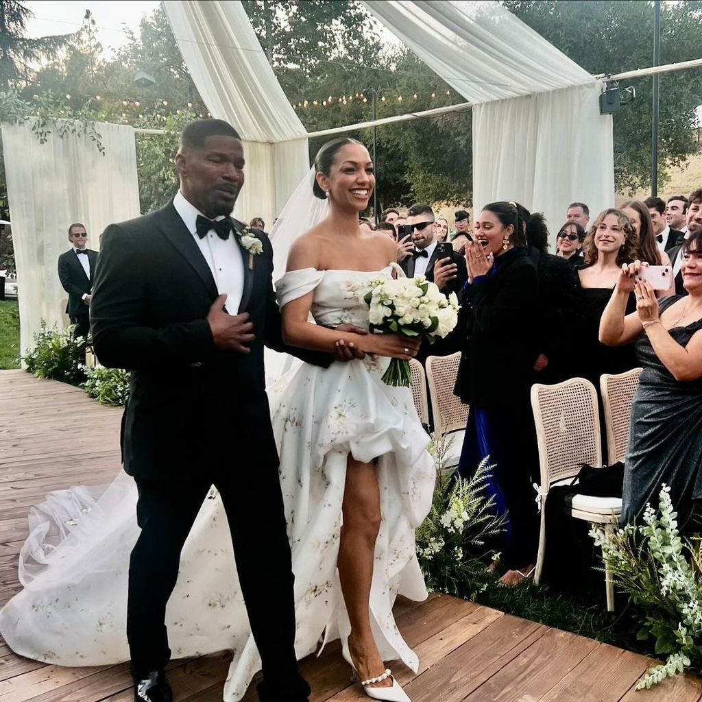 Jamie Foxx walks his daughter Corinne Foxx down the aisle at her wedding to Joe Hooten, shared on Instagram