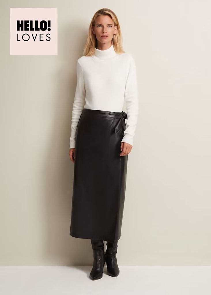 Phase Eight Leather Wrap skirt