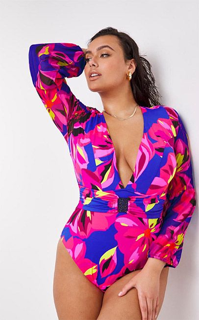 simply be plus size long sleeve swimsuit