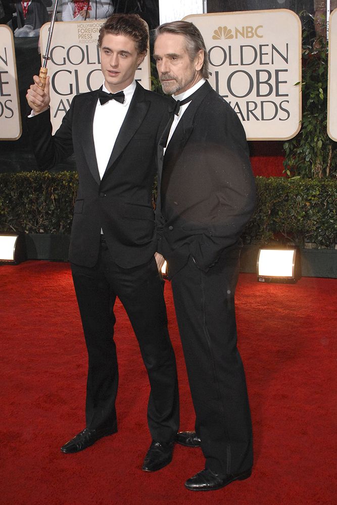 Max Irons pictured with his father Jeremy Irons at the Golden Globe Awards