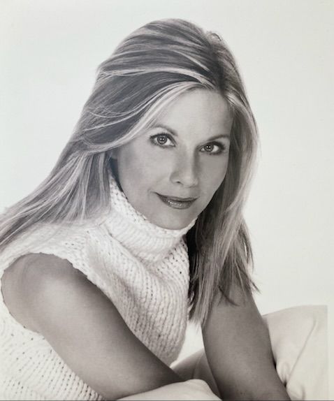 black and white photo of Glynis Barber at 45