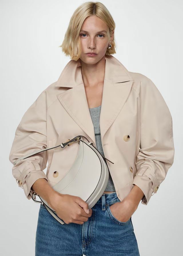 Mango Cropped Trench Coat