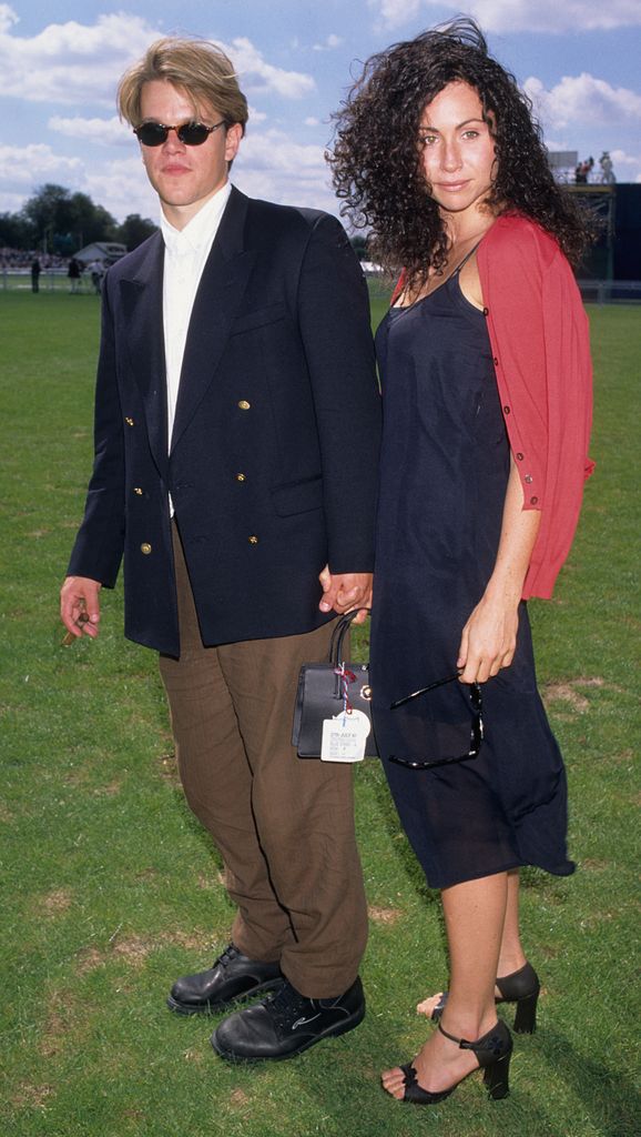 Minnie Driver and Matt Damon during 1997 Cartier International Polo in Windsor, United Kingdom.