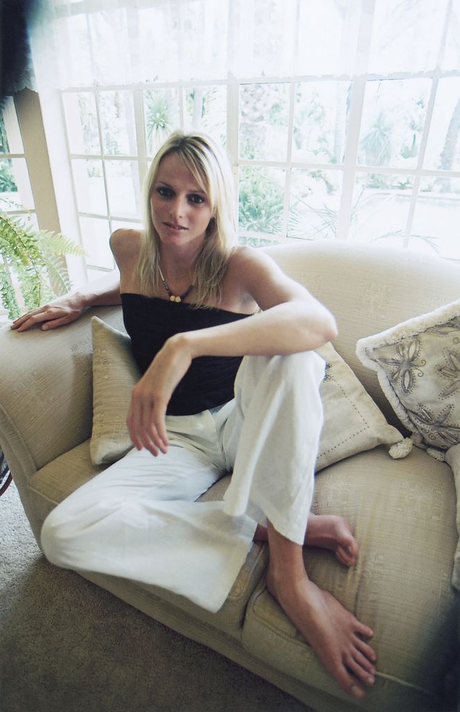 Charlene sat on sofa in 2006