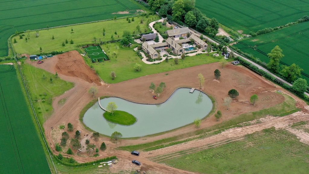 Great Tew, near Chipping Norton, UK. June 4th 2021. Aerial view of The Home David and Victoria Beckham i