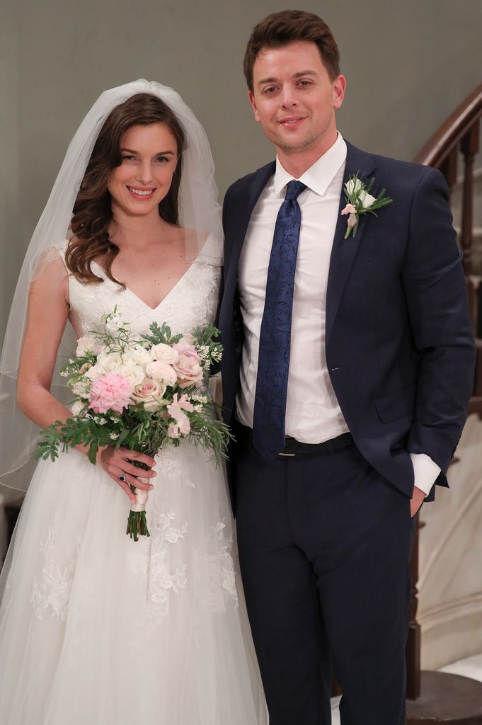 Katelyn MacMullen as Willow and Chad Duell as Michael on their wedding day in General Hospital