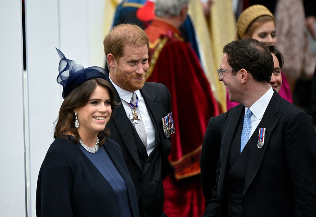 princess eugenie jack booksbank and prince harry laugh with each other