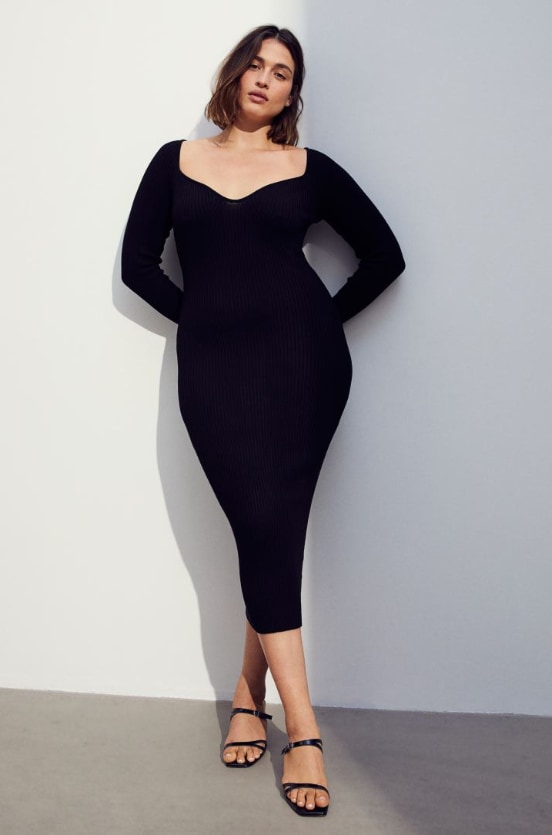 h and m black bodycon dress