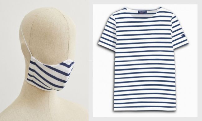 breton striped t shirt with matching face mask