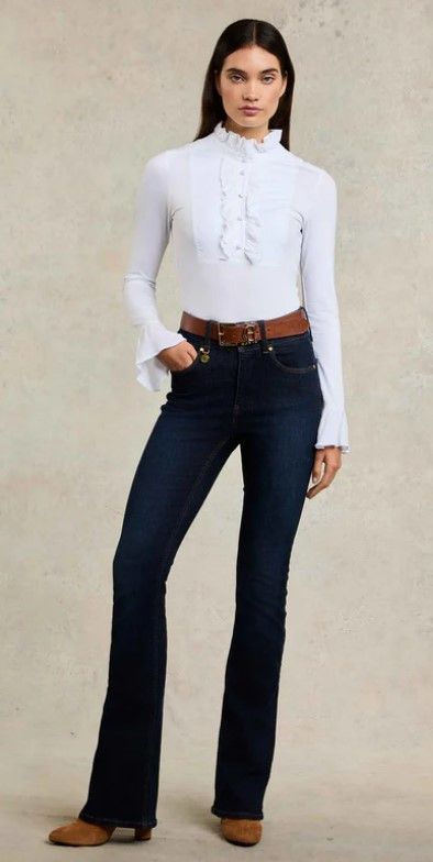 Deep Indigo High-Rising Flare Jean by Dutch Cooper