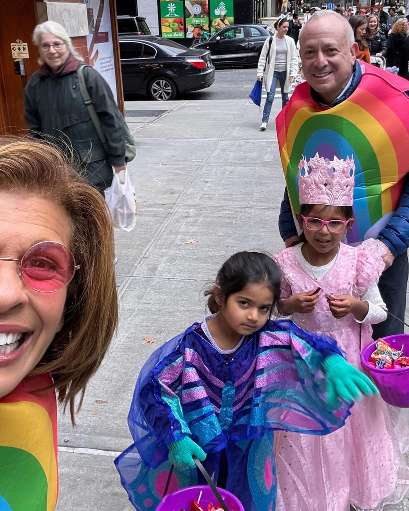 Hoda Kotb and Joel Schiffman with their daughters Haley and Hope on Halloween