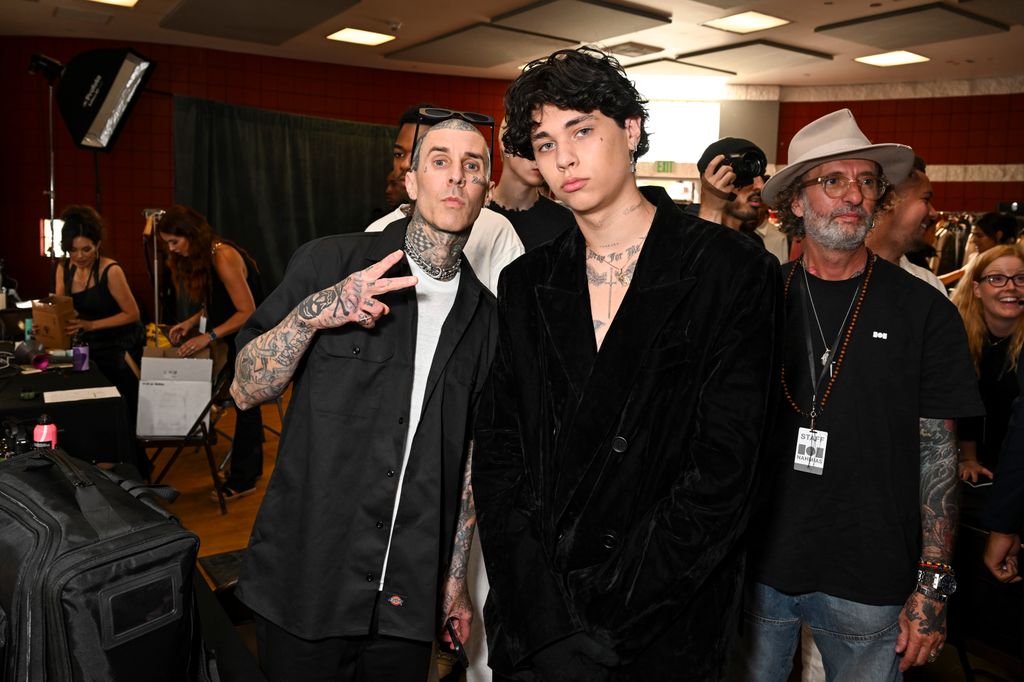 Travis Barker and Landon Barker at the NAHMIAS SS25 Menswear Show