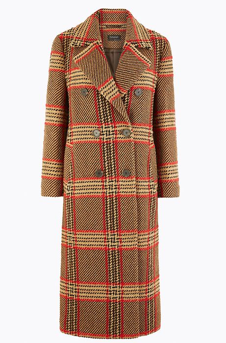 marks and spencer check coat