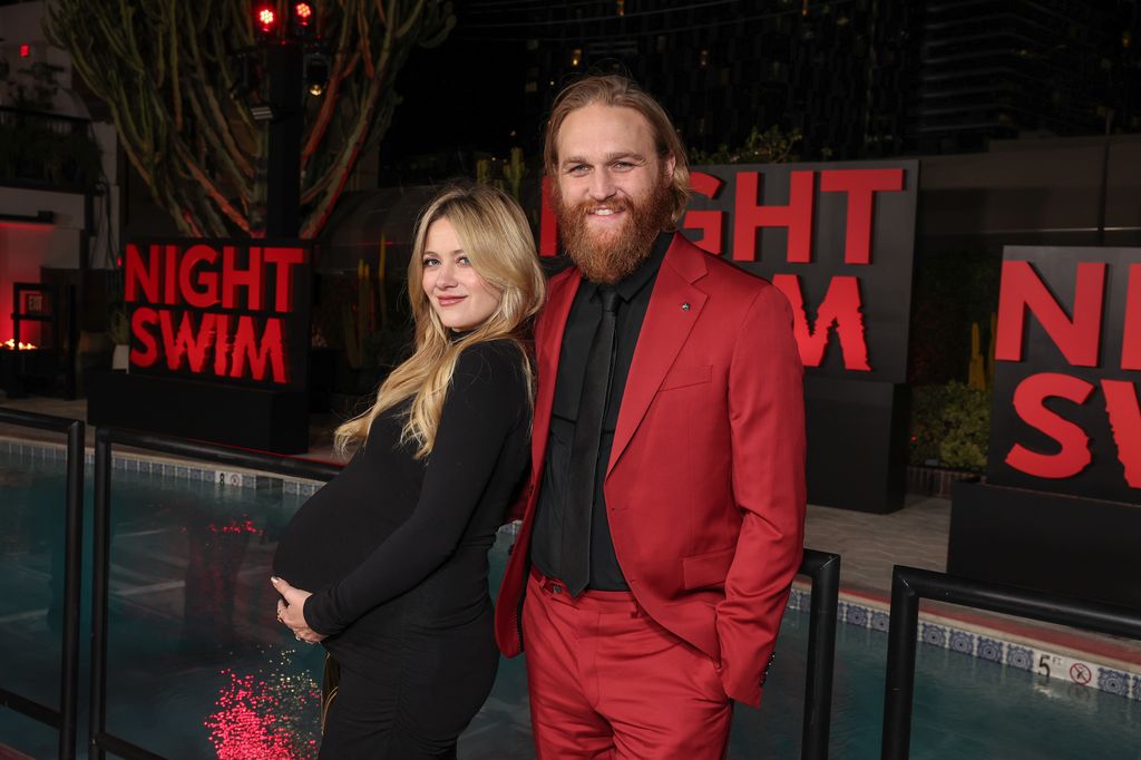 Meredith Hagner and Wyatt Russell at the premiere of "Night Swim" held at Hotel Figueroa on January 3, 2024 in Los Angeles, California.