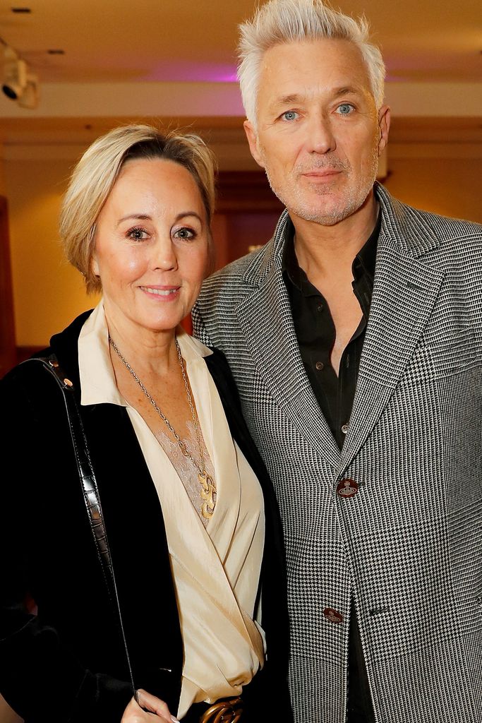 Shirlie Kemp in a black jacket and Martin Kemp in a black and white jacket