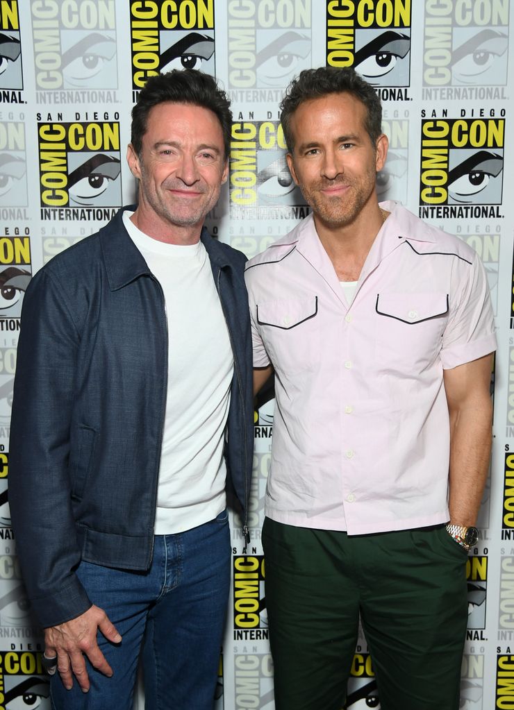 Hugh Jackman and Ryan Reynolds attend Marvel Studios: The Ultimate Deadpool & Wolverine Celebration of Life in Hall H at SDCC