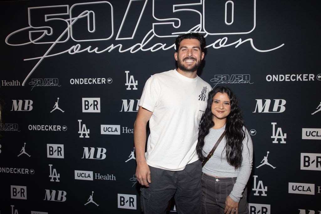 Alex Vesia and Kayla Vesia attend the Mookie Betts 5050 Foundation charity bowling event