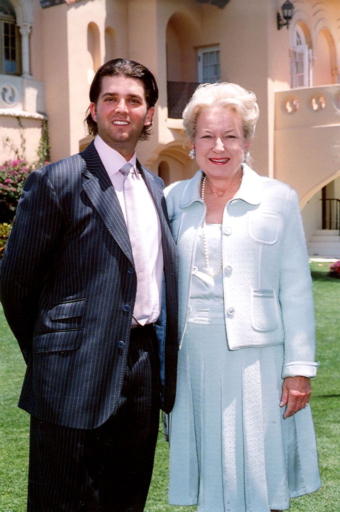 Portrait of Donald Trump Jr and his aunt, Judge Maryanne Trump Barry, as they pose for a portrait during Easter Sunday 