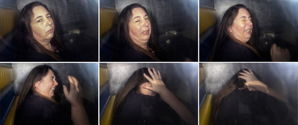 Erin Patterson arriving in the back of a prison transport vehicle at Latrobe Valley Magistrate's Court in Morwell, Australia on 12 May 2025      