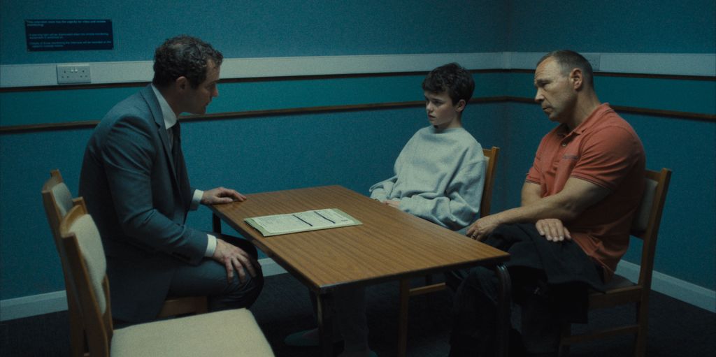 Mark Stanley as Paulie Miller, Owen Cooper as Jamie Miller, Stephen Graham as Eddie Miller in Adolescence