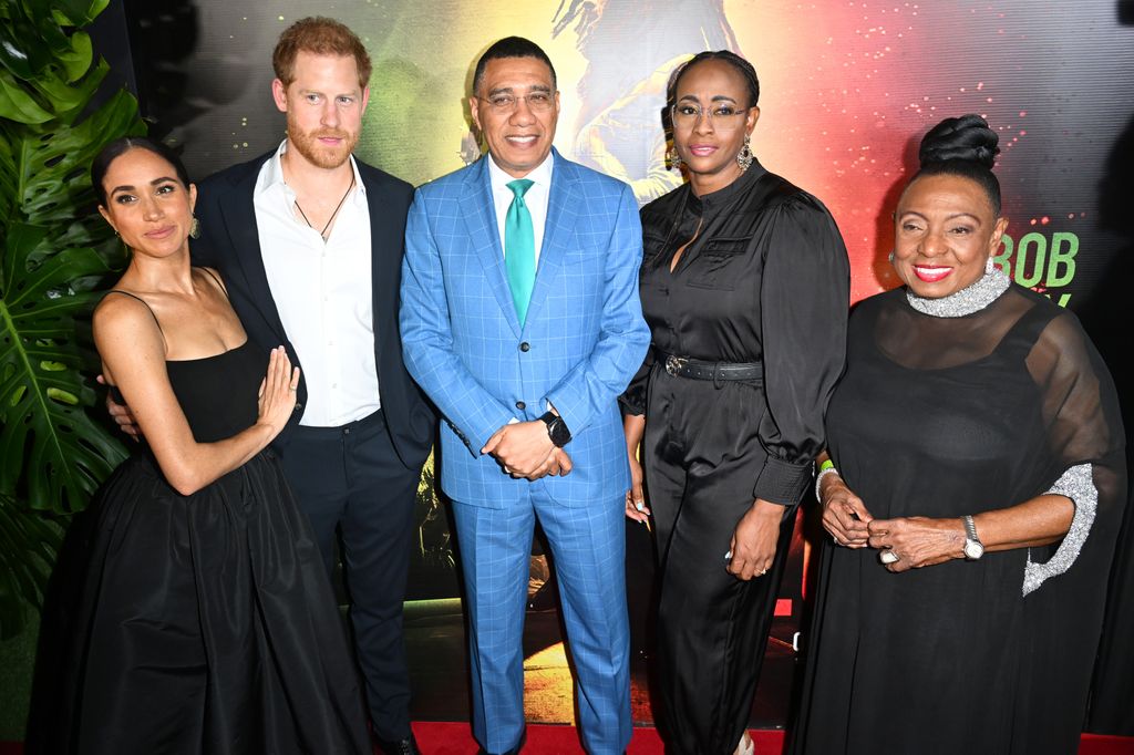 The Duchess of Sussex, Prince Harry, Andrew Holness, Juliet Holness and Olivia Grange